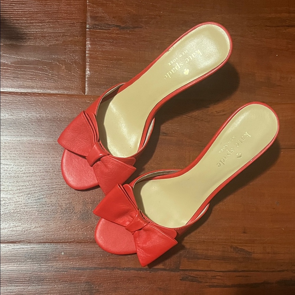 Kate Spade Vibrant Red Bow Mules